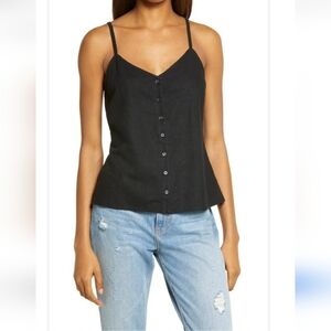 Treasure &  Bond Black Button Down Linen camisole Top xs